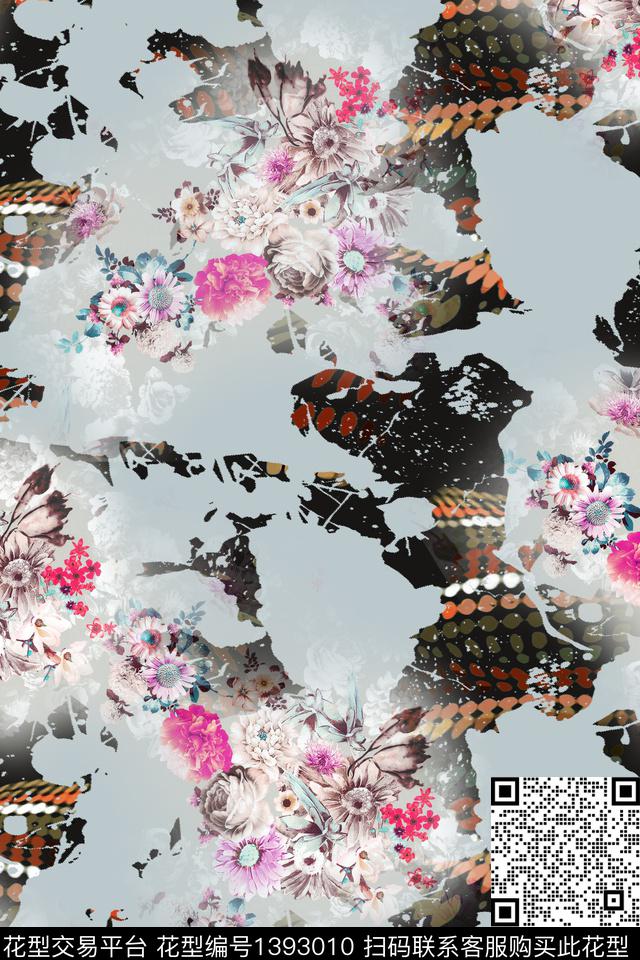 几何大牌风抽象数码印花华亿平台下载（图片编号: 1393010） - 瓦栏（Walan）