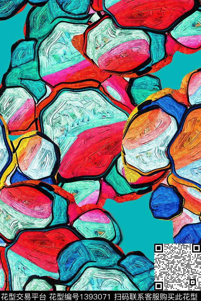 几何大牌风抽象数码印花华亿平台下载（图片编号: 1393071） - 瓦栏（Walan）