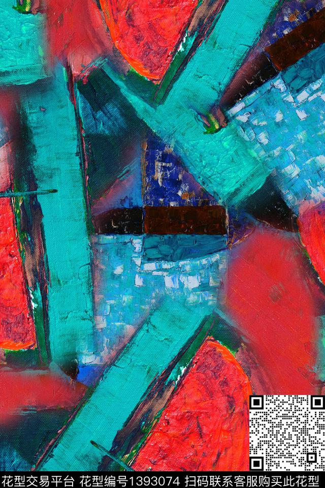 几何大牌风抽象数码印花华亿平台下载（图片编号: 1393074） - 瓦栏（Walan）