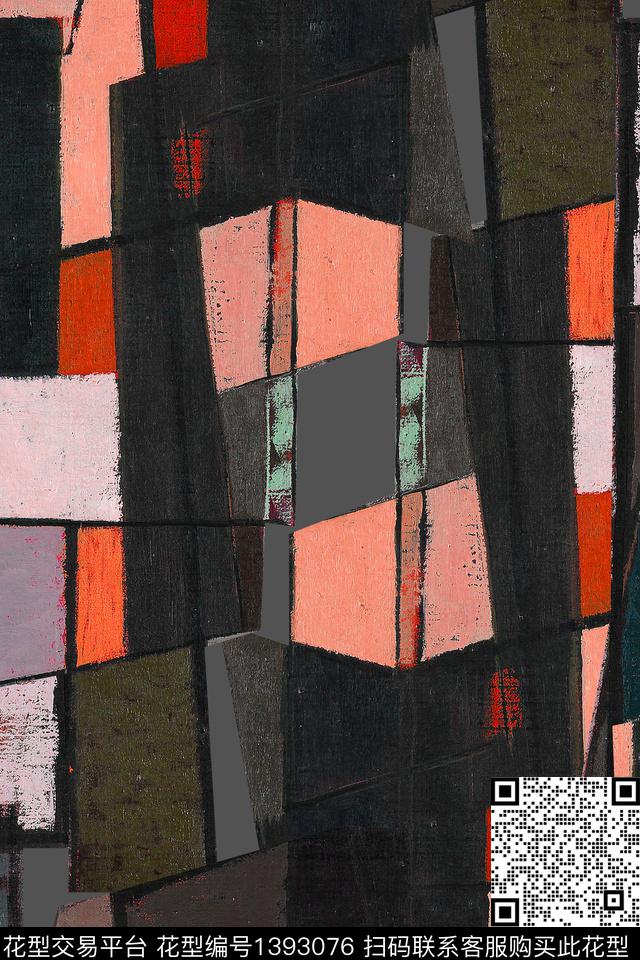几何大牌风抽象数码印花华亿平台下载（图片编号: 1393076） - 瓦栏（Walan）
