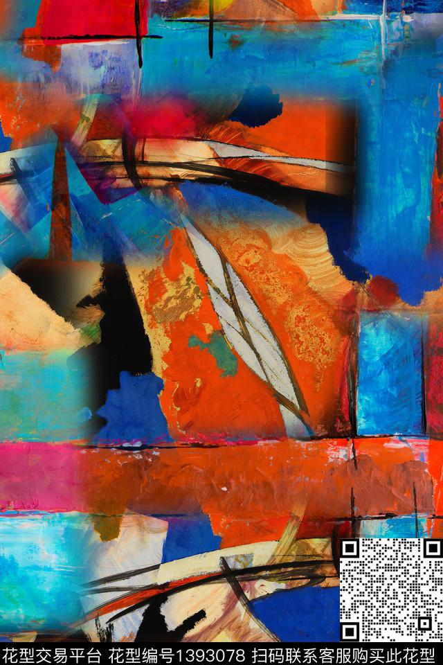 几何大牌风抽象数码印花华亿平台下载（图片编号: 1393078） - 瓦栏（Walan）