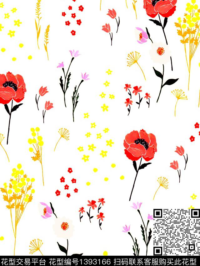 花卉欧美印花数码印花华亿平台下载（图片编号: 1393166） - 瓦栏（Walan）