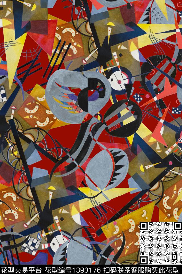 几何大牌风抽象数码印花华亿平台下载（图片编号: 1393176） - 瓦栏（Walan）