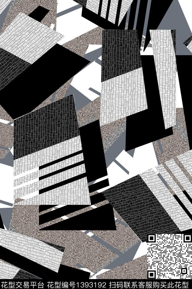 几何大牌风抽象数码印花华亿平台下载（图片编号: 1393192） - 瓦栏（Walan）