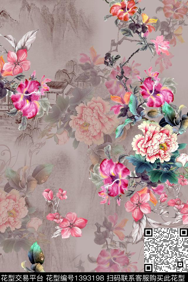 香云纱旗袍中国风数码印花华亿平台下载（图片编号: 1393198） - 瓦栏（Walan）