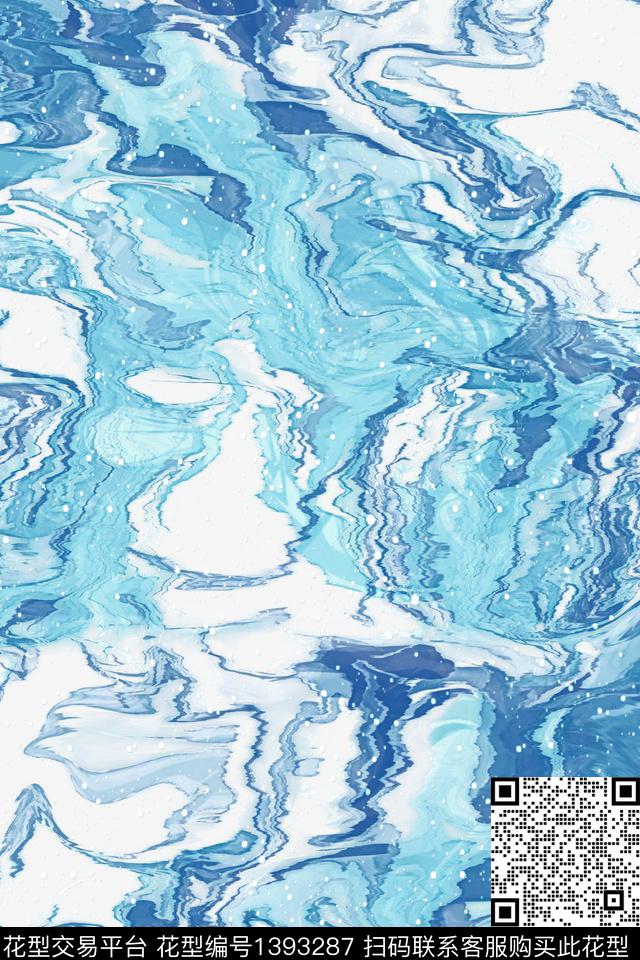 蓝色纹理年轻女性数码印花华亿平台下载（图片编号: 1393287） - 瓦栏（Walan）