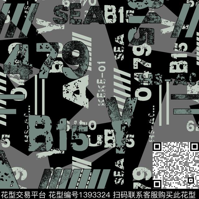 几何字母男装满版花传统印花华亿平台下载（图片编号: 1393324） - 瓦栏（Walan）