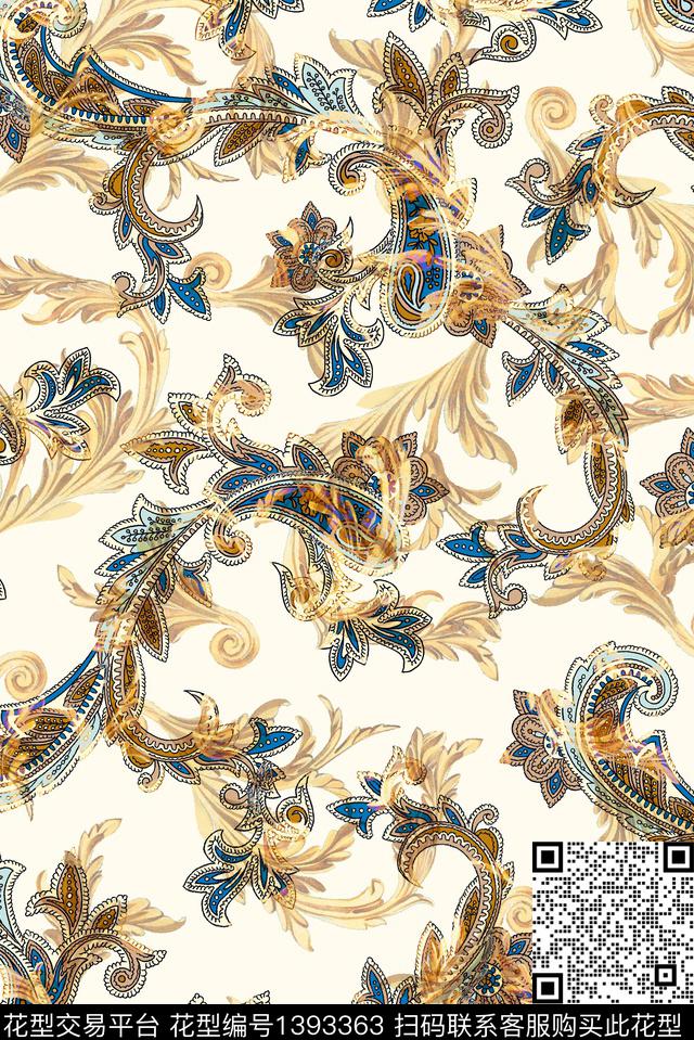 佩斯利大牌风休闲数码印花华亿平台下载（图片编号: 1393363） - 瓦栏（Walan）