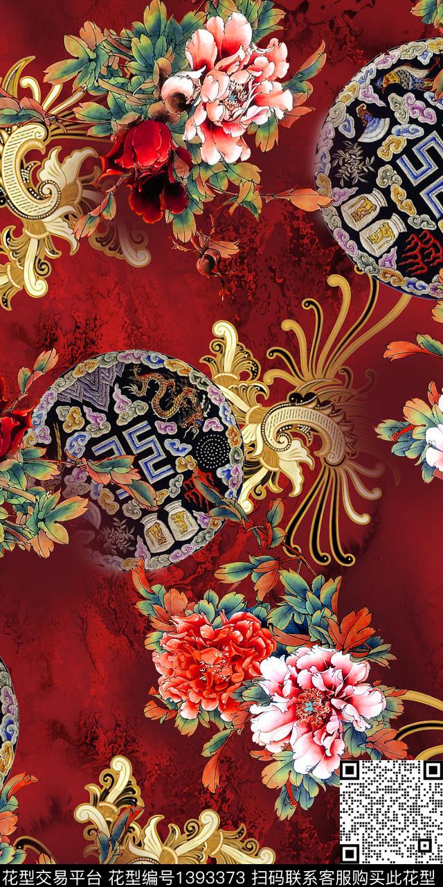 民族风香云纱抽象数码印花华亿平台下载（图片编号: 1393373） - 瓦栏（Walan）