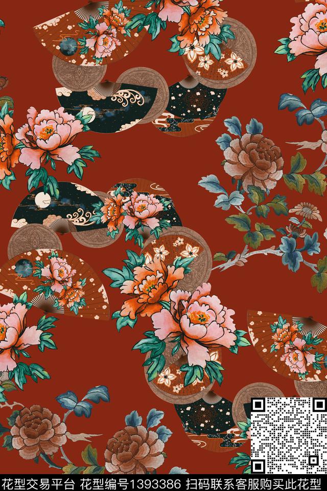 真丝中国风华亿平台复古旗袍花数码印花华亿平台下载（图片编号: 1393386） - 瓦栏（Walan）