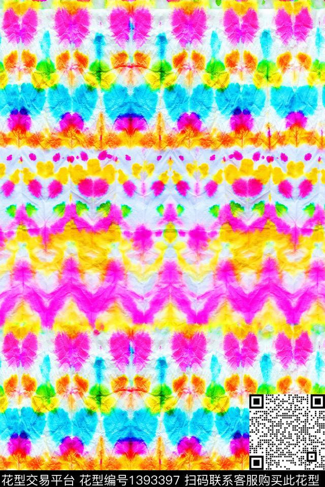 几何水彩扎染华亿平台数码印花华亿平台下载（图片编号: 1393397） - 瓦栏（Walan）