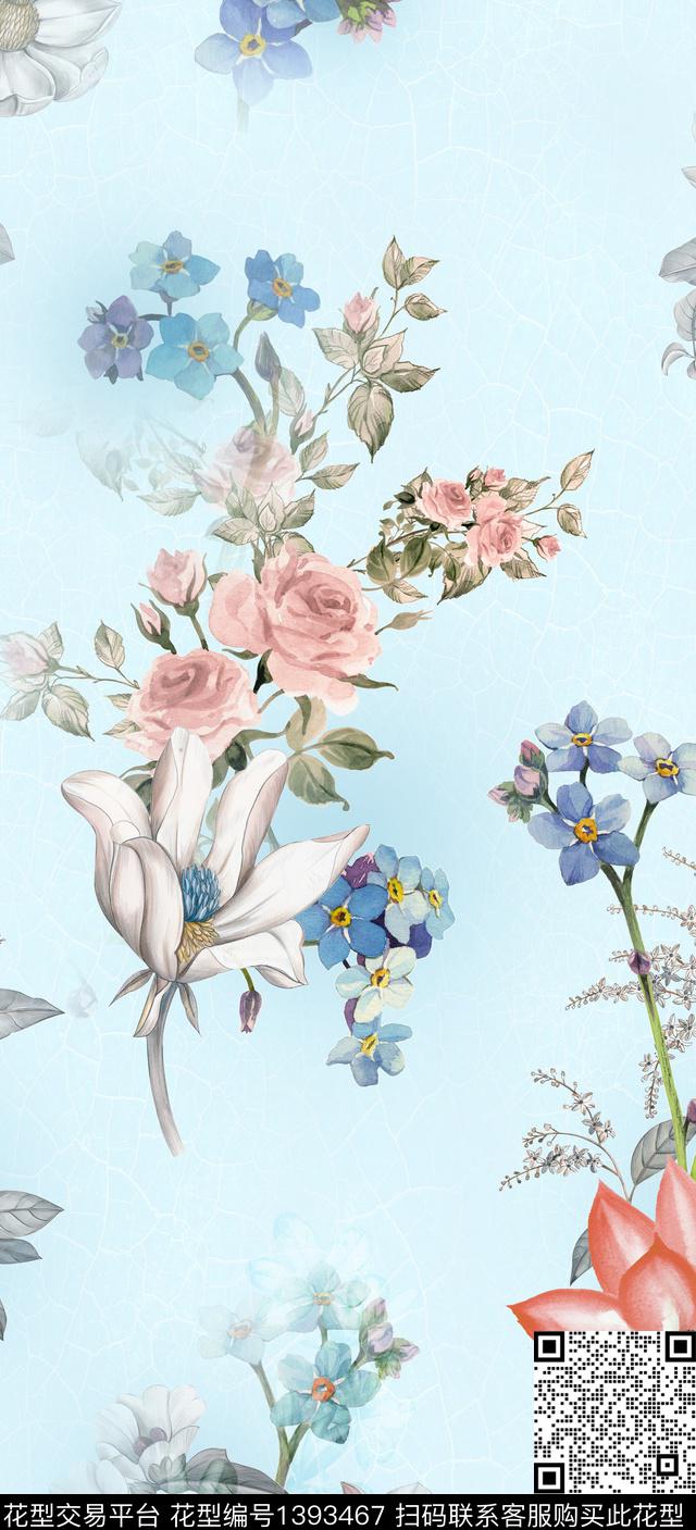 时尚简约花卉数码印花华亿平台下载（图片编号: 1393467） - 瓦栏（Walan）