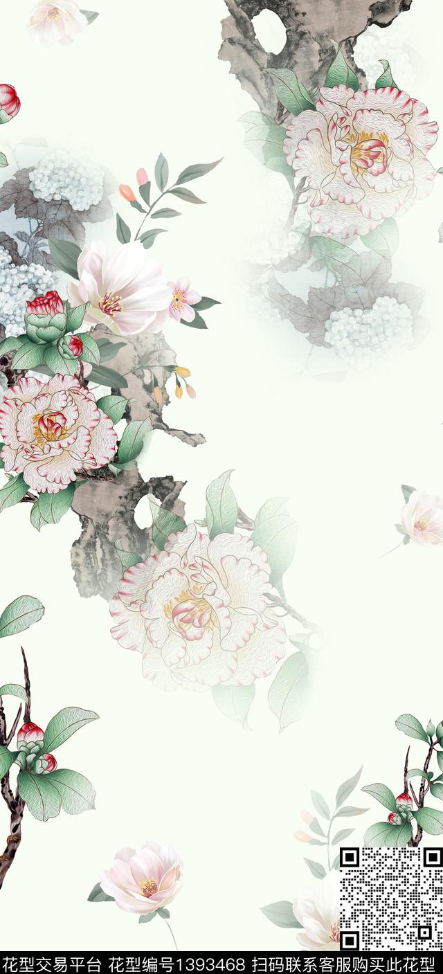 时尚简约花卉数码印花华亿平台下载（图片编号: 1393468） - 瓦栏（Walan）