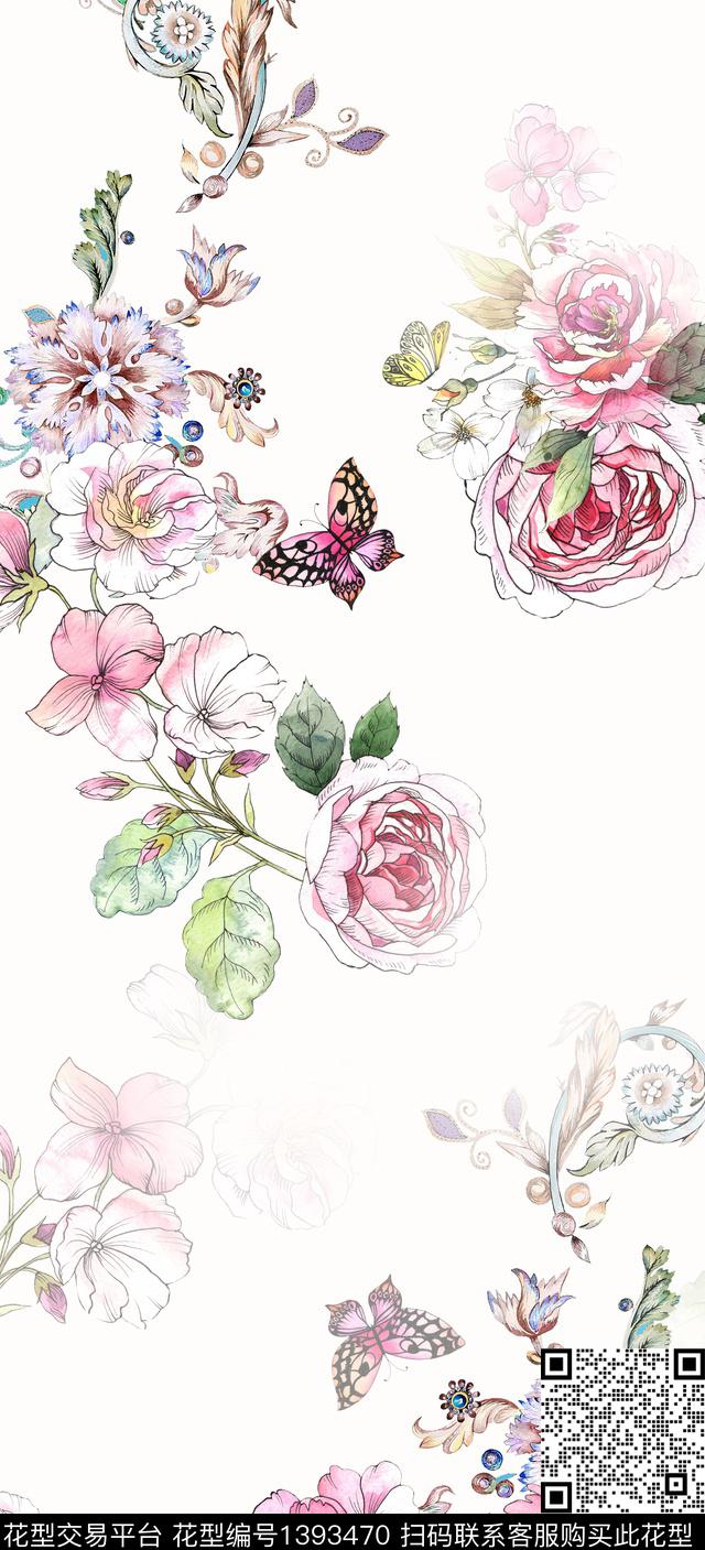 时尚简约花卉数码印花华亿平台下载（图片编号: 1393470） - 瓦栏（Walan）
