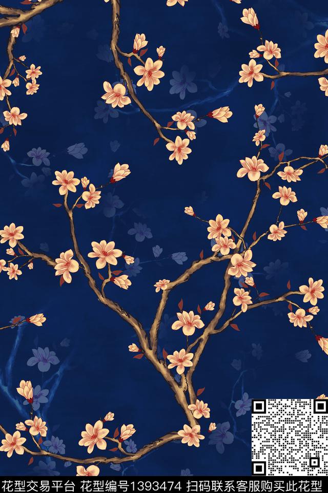 大牌风香云纱旗袍数码印花华亿平台下载（图片编号: 1393474） - 瓦栏（Walan）