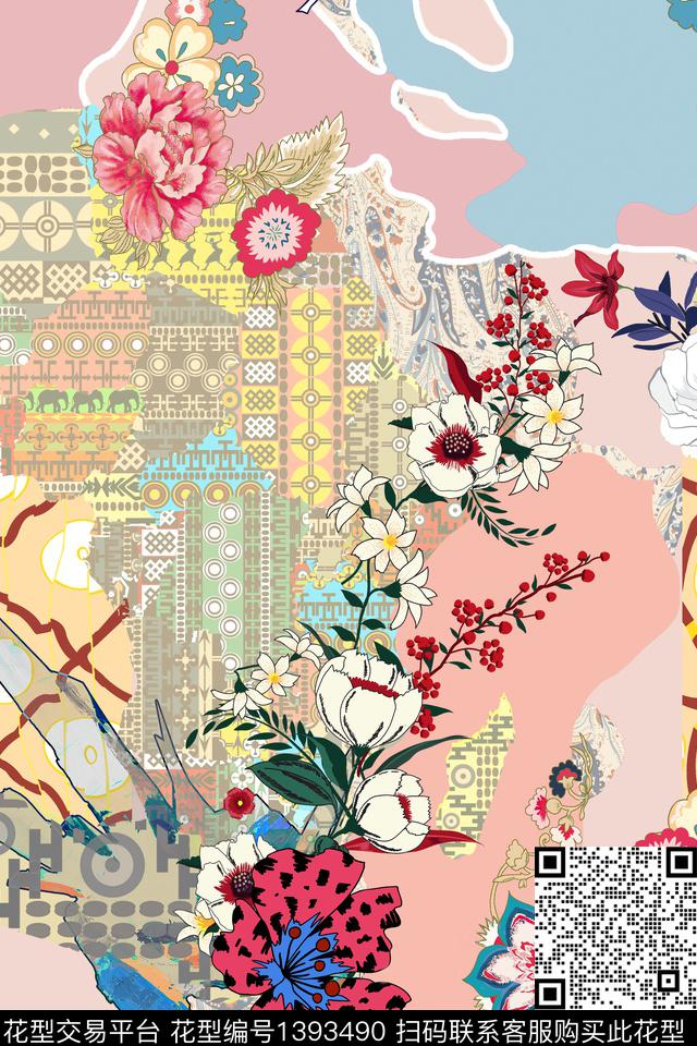 几何时尚简约数码印花华亿平台下载（图片编号: 1393490） - 瓦栏（Walan）