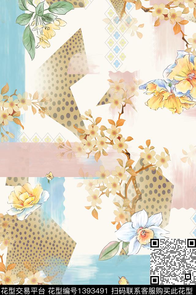 几何时尚简约数码印花华亿平台下载（图片编号: 1393491） - 瓦栏（Walan）