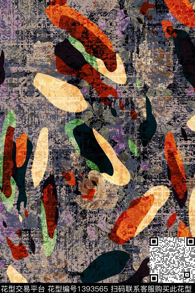 几何抽象布纹数码印花华亿平台下载（图片编号: 1393565） - 瓦栏（Walan）