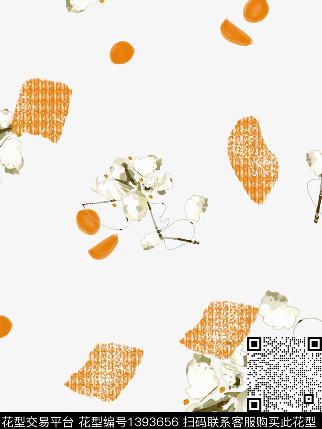 木棉花连衣裙橙色数码印花华亿平台下载（图片编号: 1393656） - 瓦栏（Walan）