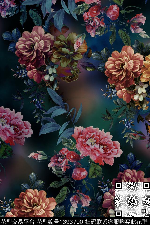 绿植树叶数码华亿平台女装数码印花华亿平台下载（图片编号: 1393700） - 瓦栏（Walan）