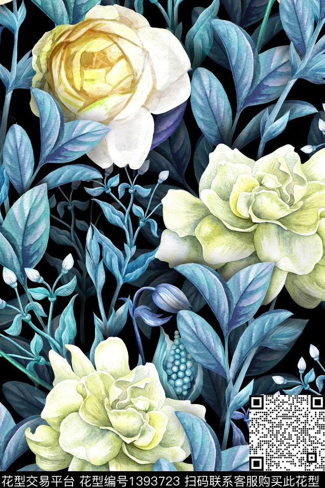 女装花卉植物数码印花华亿平台下载（图片编号: 1393723） - 瓦栏（Walan）