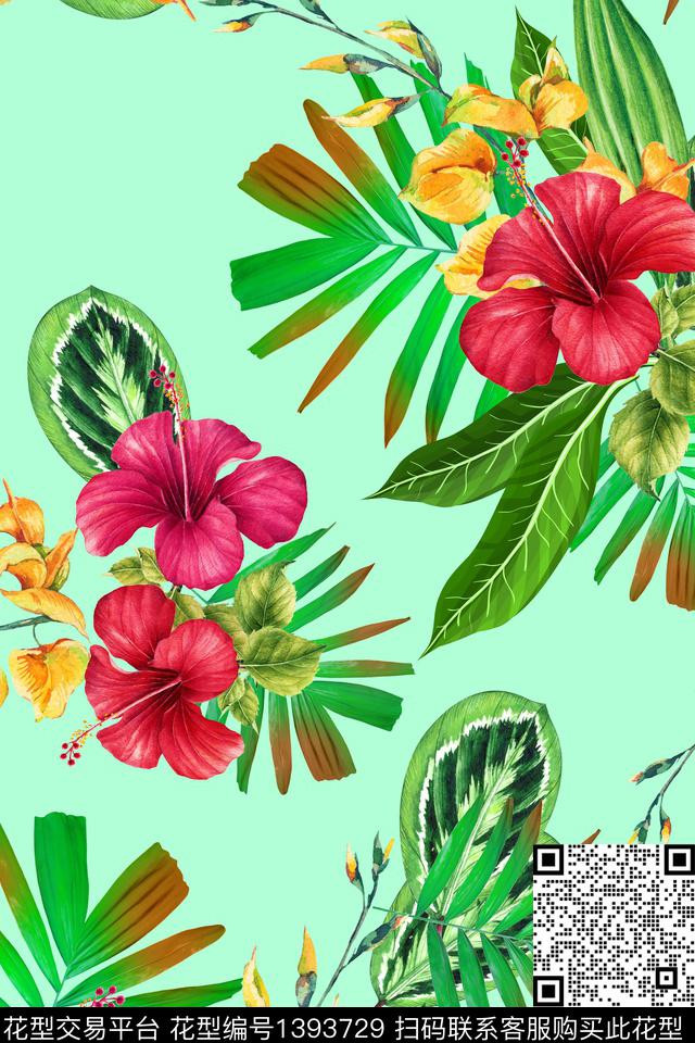 时尚热带华亿平台休闲数码印花华亿平台下载（图片编号: 1393729） - 瓦栏（Walan）