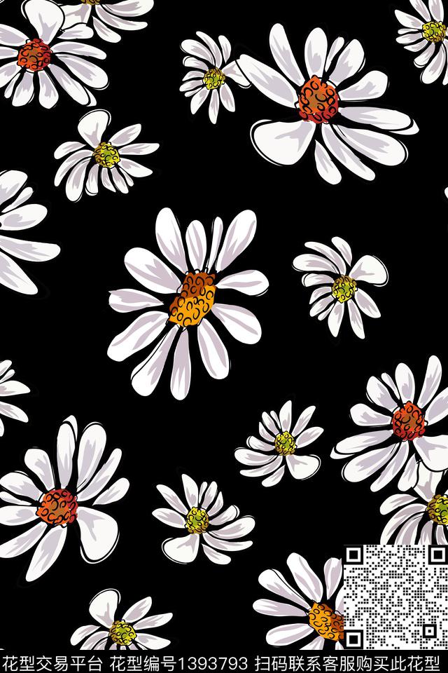 时尚休闲小菊花数码印花华亿平台下载（图片编号: 1393793） - 瓦栏（Walan）