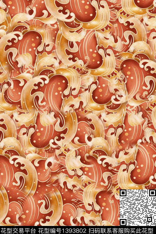 香云纱中国风复古旗袍花数码印花华亿平台下载（图片编号: 1393802） - 瓦栏（Walan）