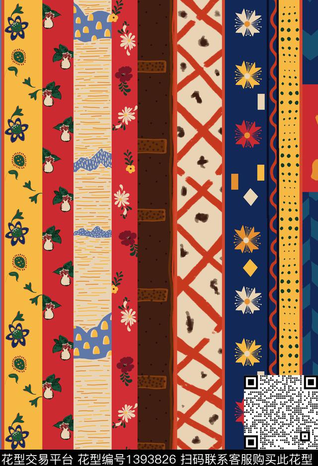 线条几何抽象数码印花华亿平台下载（图片编号: 1393826） - 瓦栏（Walan）