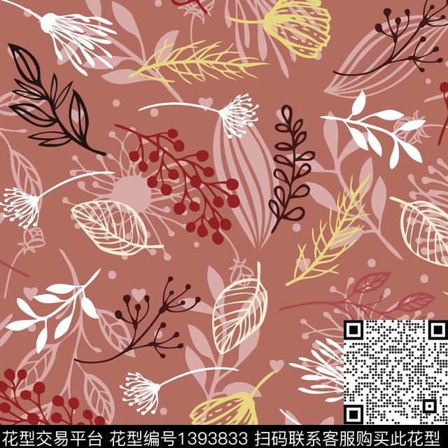 线条彩底花卉几何花卉数码印花华亿平台下载（图片编号: 1393833） - 瓦栏（Walan）