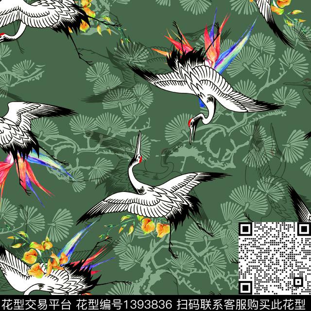 线条彩底花卉几何花卉数码印花华亿平台下载（图片编号: 1393836） - 瓦栏（Walan）