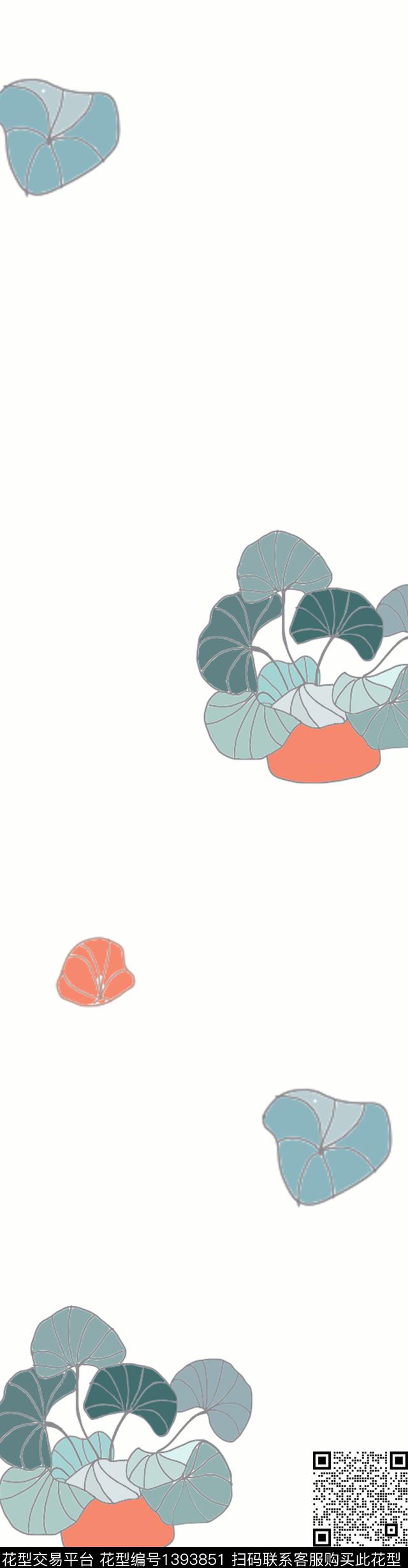 鲜花简约绘画传统印花华亿平台下载（图片编号: 1393851） - 瓦栏（Walan）