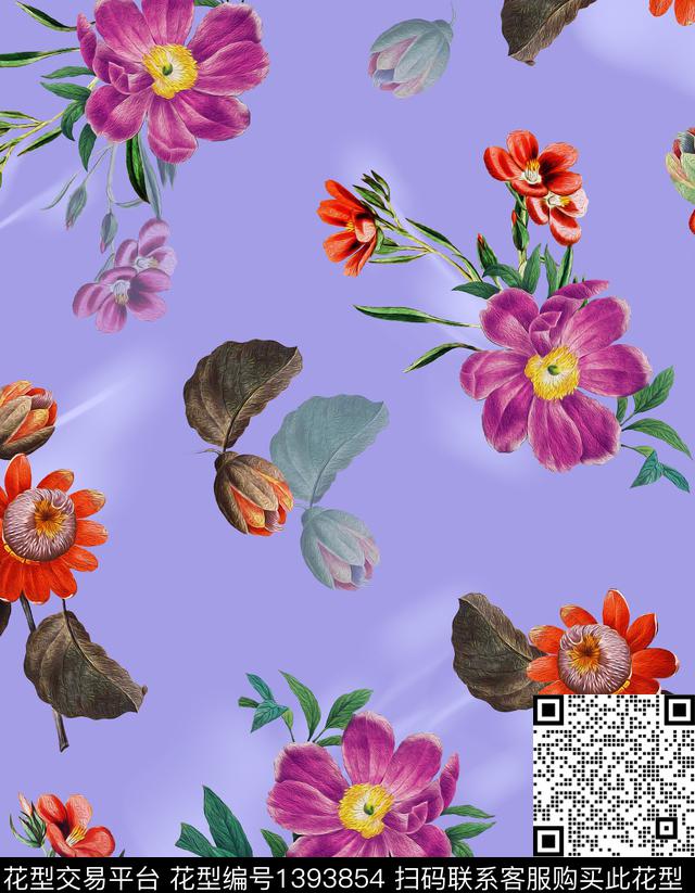 连衣裙女装花卉传统印花华亿平台下载（图片编号: 1393854） - 瓦栏（Walan）