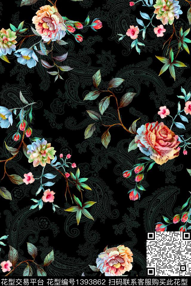 女装花卉大牌风数码印花华亿平台下载（图片编号: 1393862） - 瓦栏（Walan）