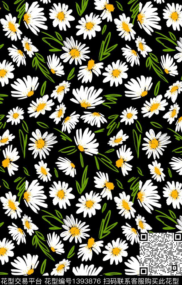 涂鸦简约抽象花卉数码印花华亿平台下载（图片编号: 1393876） - 瓦栏（Walan）
