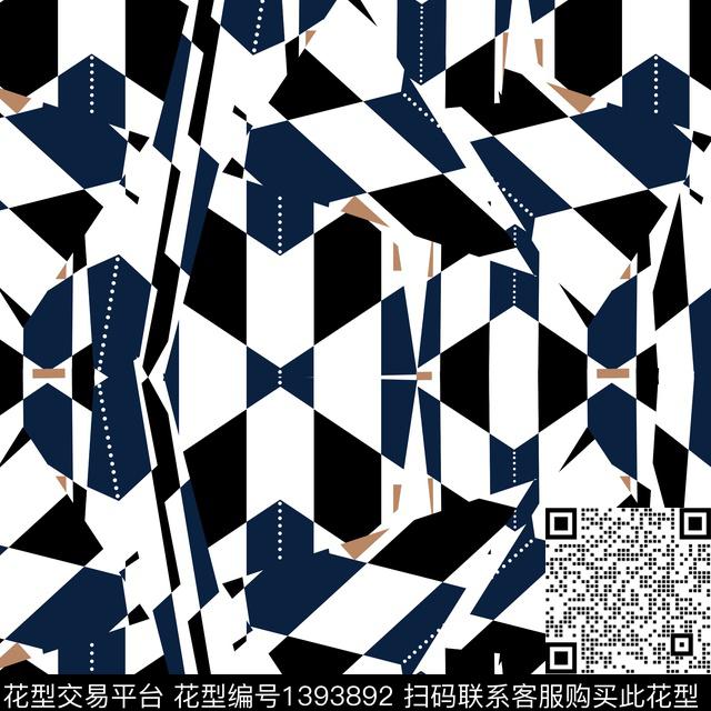 几何大牌风抽象传统印花华亿平台下载（图片编号: 1393892） - 瓦栏（Walan）