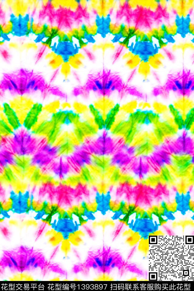 几何扎染华亿平台大牌风数码印花华亿平台下载（图片编号: 1393897） - 瓦栏（Walan）