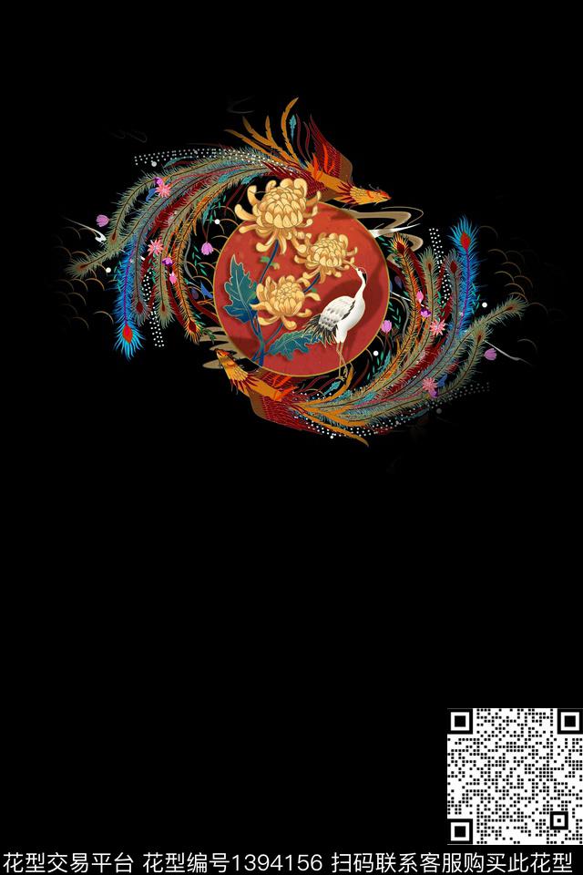 定位花中国风国潮数码印花华亿平台下载（图片编号: 1394156） - 瓦栏（Walan）