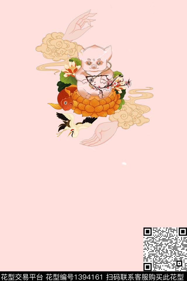 定位花中国风国潮数码印花华亿平台下载（图片编号: 1394161） - 瓦栏（Walan）