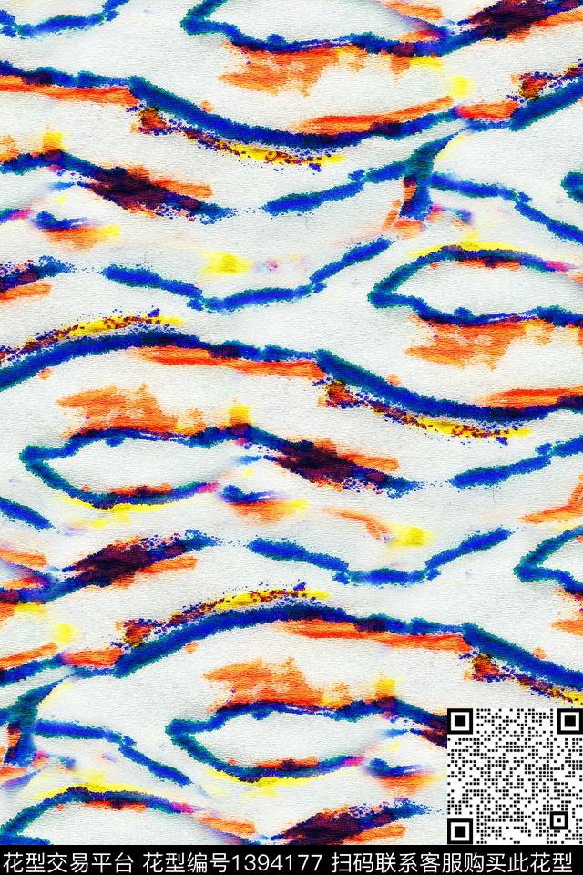 线条几何扎染华亿平台数码印花华亿平台下载（图片编号: 1394177） - 瓦栏（Walan）