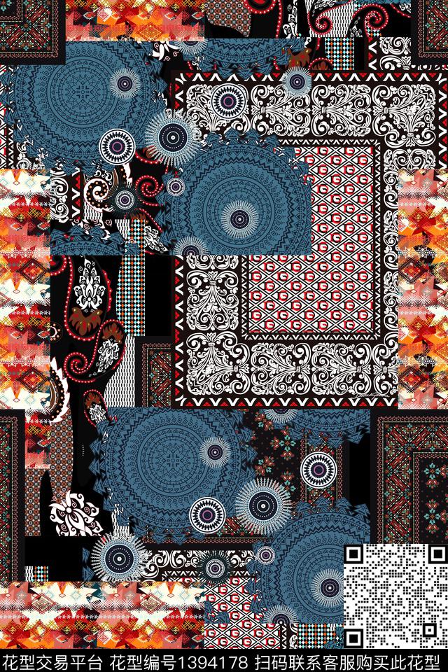 几何大牌风抽象数码印花华亿平台下载（图片编号: 1394178） - 瓦栏（Walan）