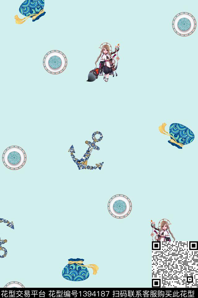 年轻女性卡通中国风数码印花华亿平台下载（图片编号: 1394187） - 瓦栏（Walan）
