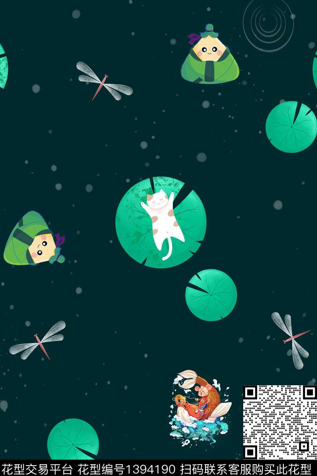 年轻女性卡通中国风数码印花华亿平台下载（图片编号: 1394190） - 瓦栏（Walan）