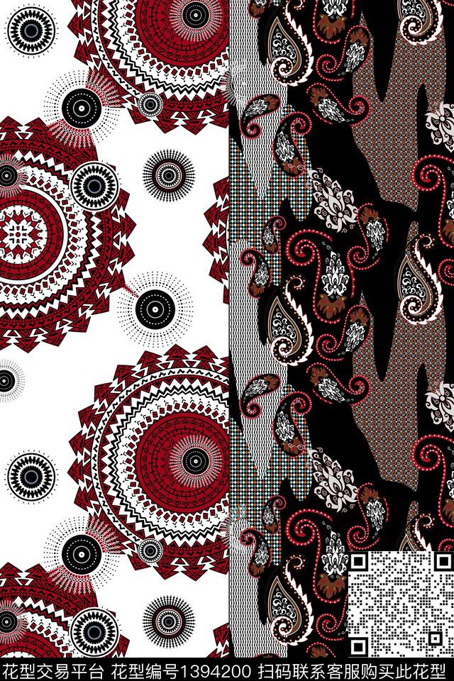 定位花大牌风抽象数码印花华亿平台下载（图片编号: 1394200） - 瓦栏（Walan）