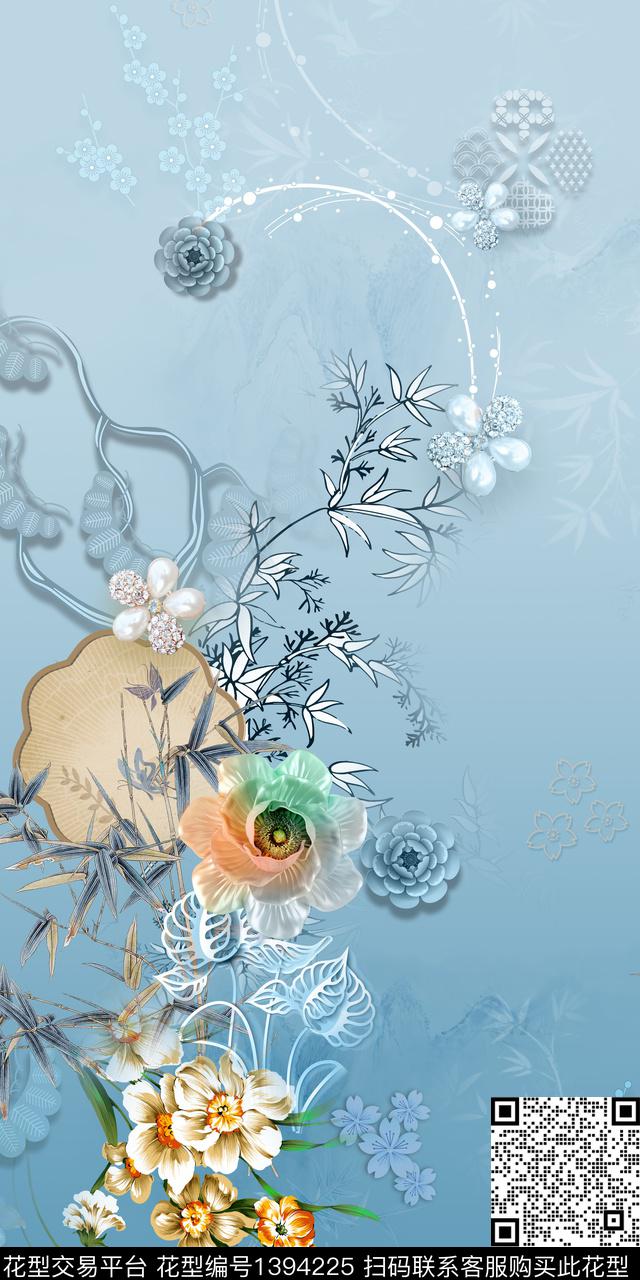 时尚简约数码定位花数码印花华亿平台下载（图片编号: 1394225） - 瓦栏（Walan）