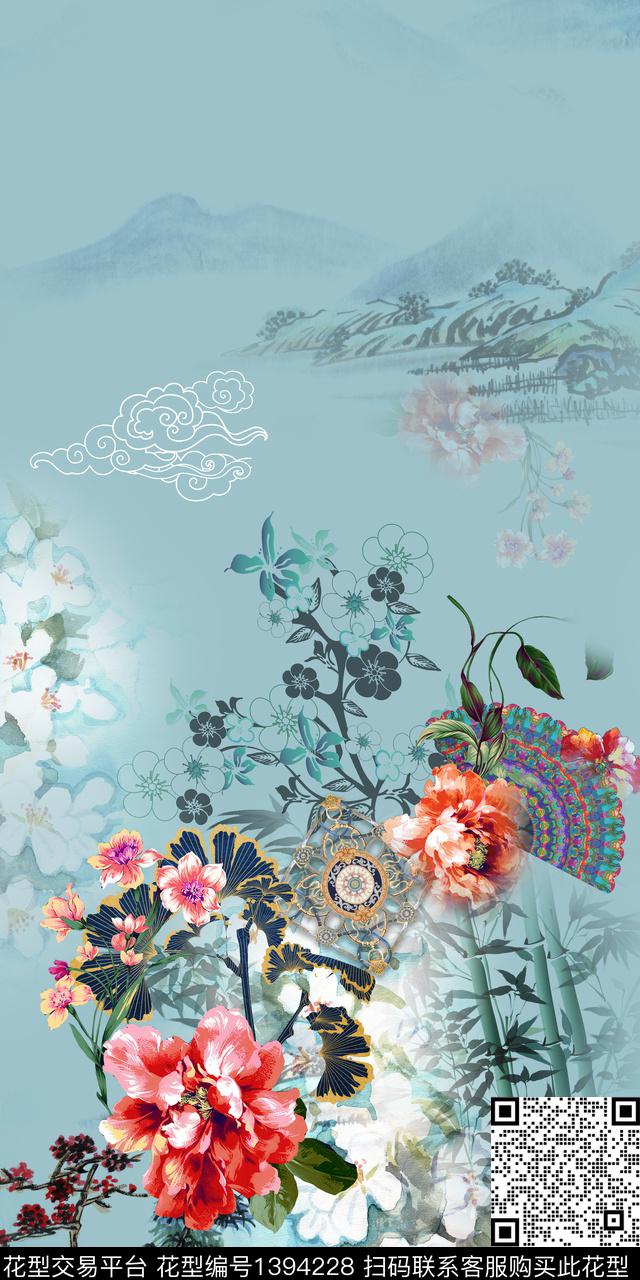 时尚简约数码定位花数码印花华亿平台下载（图片编号: 1394228） - 瓦栏（Walan）