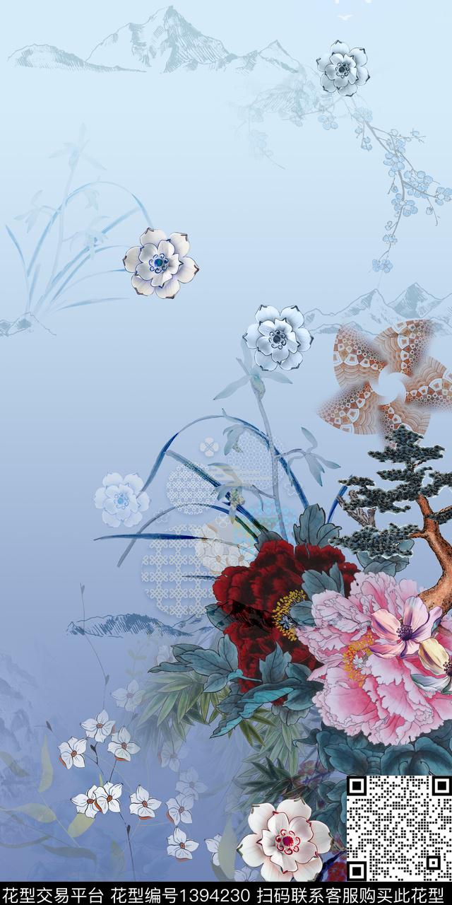 时尚简约数码定位花数码印花华亿平台下载（图片编号: 1394230） - 瓦栏（Walan）