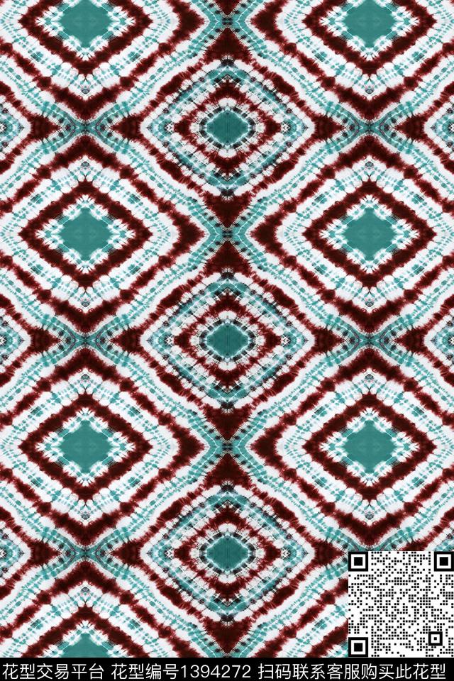 几何男装满版花扎染华亿平台数码印花华亿平台下载（图片编号: 1394272） - 瓦栏（Walan）