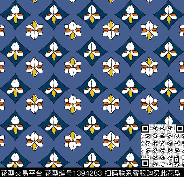 几何花卉大牌风传统印花华亿平台下载（图片编号: 1394283） - 瓦栏（Walan）