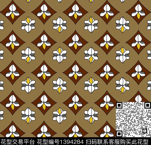 几何花卉大牌风传统印花华亿平台下载（图片编号: 1394284） - 瓦栏（Walan）